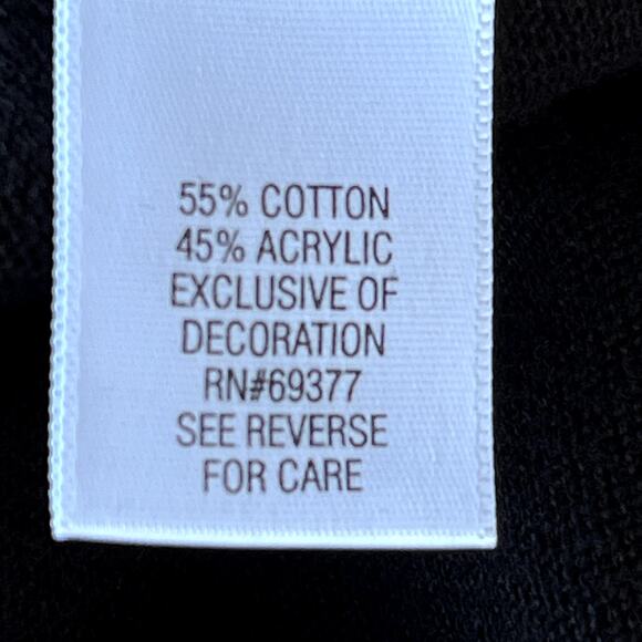 Croft & Barrow Tight Knit Button Front Holiday Cardinal Sweater Black Womens S - Picture 8 of 9